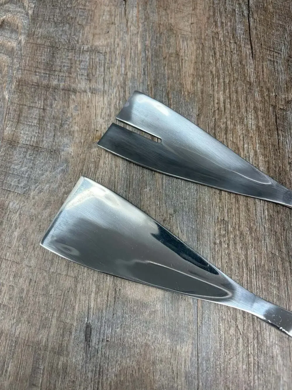 Arthur Salm style Mid Century Modern Stainless Steel Salad Serving Utensils Set